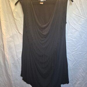 Design History Draped Fringe Top  2X